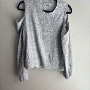 Abercrombie Fitch Cold Shoulder Sweater Medium Gray Cotton Blend Soft Top Y2K